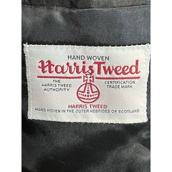 Harris Tweed Jos A Bank 40R Black Gray Herringbone Blazer Sport Coat Jacket - Picture 15 of 16